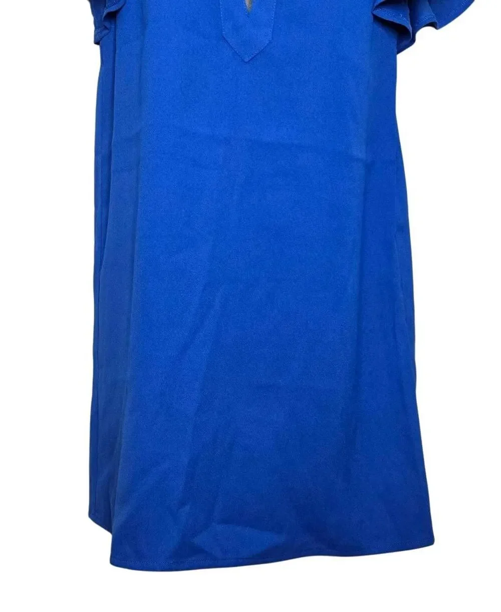 Jack BB Dakota Dress Women's Size XS True Blue Mini Shift V-Neck